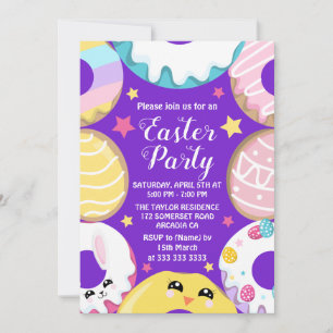 Chick Egg Bunny Easter Doughnut Cookie Easter Part Invitation