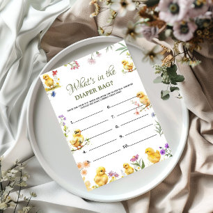 Chick Farm  what in the bag Baby shower game Card