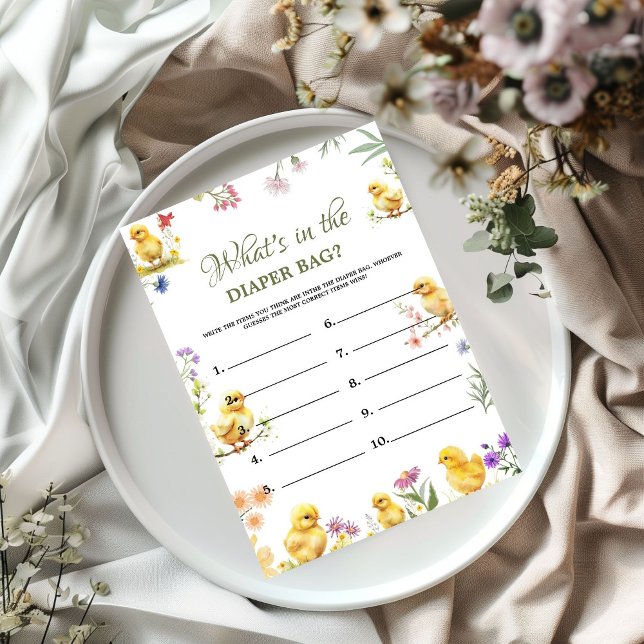 Chick Farm  what in the bag Baby shower game Card (Creator Uploaded)