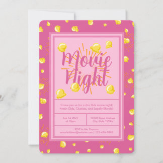 Chick Flick Movie Night - Firework Popcorn Invitation