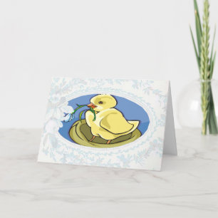 Chick Holding Flower Easter Card