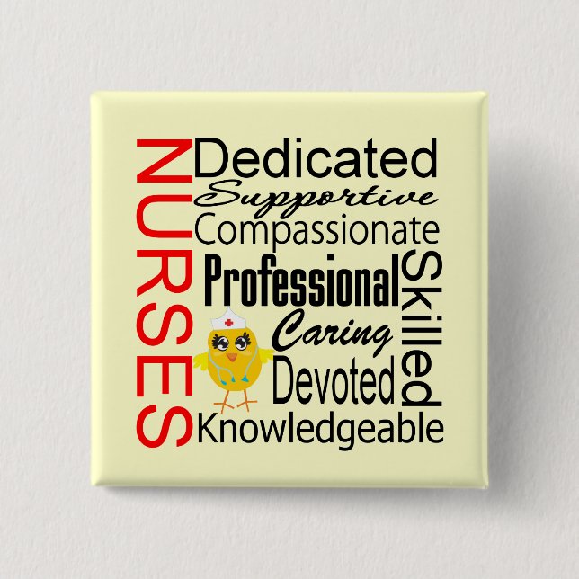 Chick Humour - Nurses Recognition Collage 15 Cm Square Badge (Front)