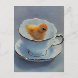 Chick  in a teacup postcard