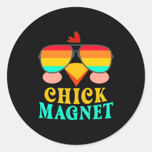 Chick Magnet Cute Easter Egg Hunting Spring Out Classic Round Sticker