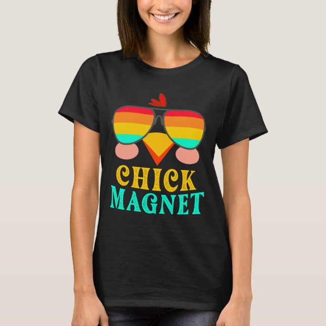Chick Magnet Cute Easter Egg Hunting Spring Out  T-Shirt (Front)