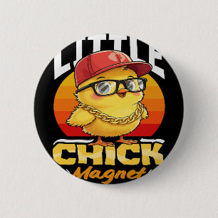 Chick Magnet Funny By Chicken Cool Sungles Boys 6 Cm Round Badge