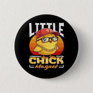 Chick Magnet Funny By Chicken Cool Sungles Boys 6 Cm Round Badge