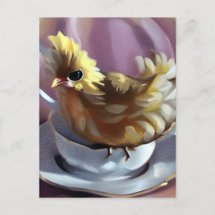 Chick on a Vintage Teacup Postcard