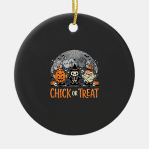 Chick or Treat Cute Halloween Graveyard Design_1 Ceramic Tree Decoration