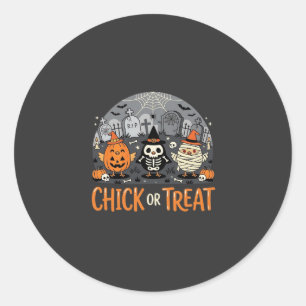Chick or Treat Cute Halloween Graveyard Design_1 Classic Round Sticker
