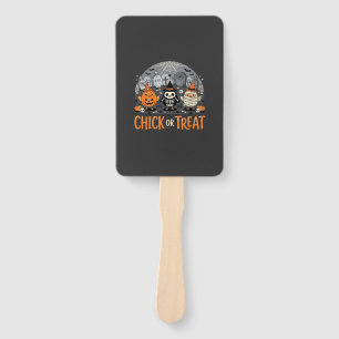 Chick or Treat Cute Halloween Graveyard Design_1 Hand Fan