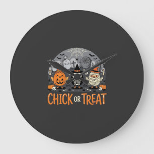 Chick or Treat Cute Halloween Graveyard Design_1 Large Clock