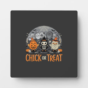 Chick or Treat Cute Halloween Graveyard Design_1 Plaque