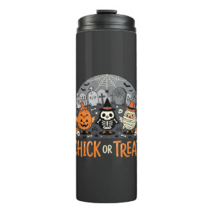 Chick or Treat Cute Halloween Graveyard Design_1 Thermal Tumbler