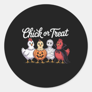 Chick Or Treat Funny Chicken Halloween  Classic Round Sticker