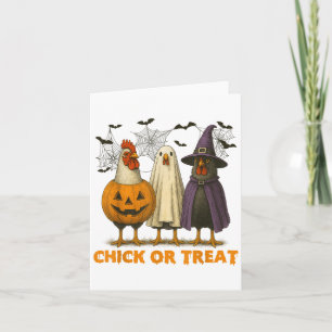 Chick Or Treat Funny Chicken Halloween Costume Chi Card