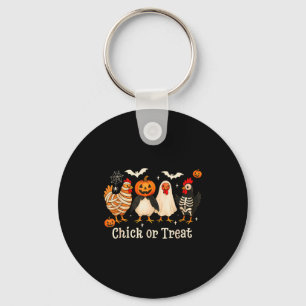 Chick Or Treat Funny Chicken Halloween Costume Chi Key Ring
