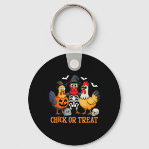 Chick Or Treat Funny Chicken Halloween Costume Chi Key Ring