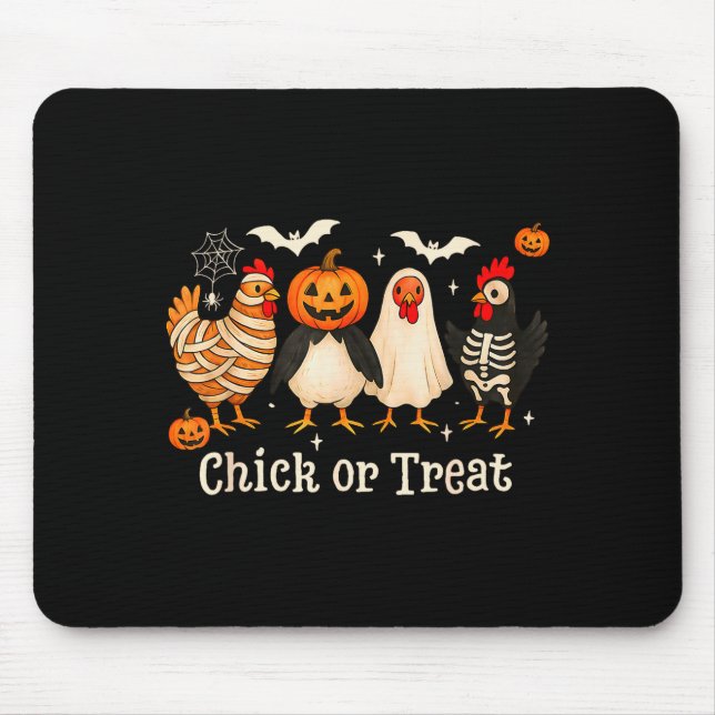Chick Or Treat Funny Chicken Halloween Costume Chi Mouse Mat (Front)
