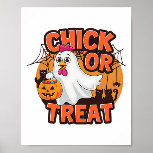 Chick Or Treat Funny Chicken Halloween Costume  Poster
