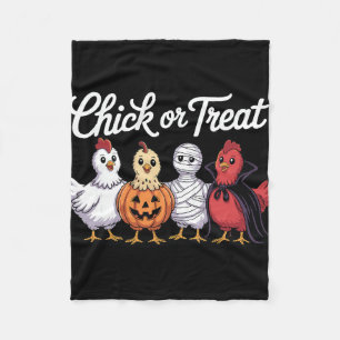 Chick Or Treat Funny Chicken Halloween Fleece Blanket
