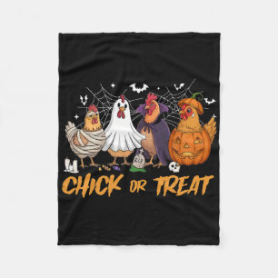 Chick Or Treat Funny Chicken Pumpkin Ghost Spooky Fleece Blanket
