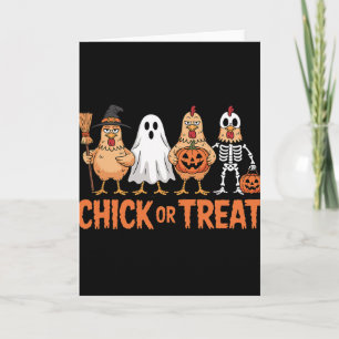 Chick Or Treat Funny Halloween Chicken Costume Card