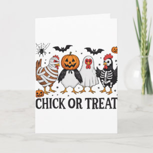 Chick Or Treat Funny Halloween Chicken Lover Witch Card