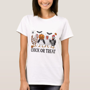 Chick Or Treat Funny Halloween Chicken Lover Witch T-Shirt