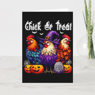Chick Or Treat Funny Halloween Witch Soky Cute Chi Card