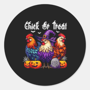 Chick Or Treat Funny Halloween Witch Soky Cute Chi Classic Round Sticker