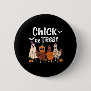 Chick Or Treat Funny Spooky Chicken Halloween Wome 6 Cm Round Badge