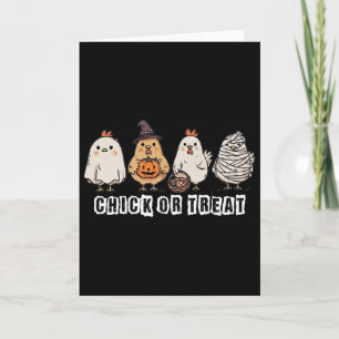 Chick Or Treat Funny Witch Chicken Spooky Hallowee Card
