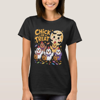 Chick Or Treat Halloween Moon Chicken Fun  T-Shirt