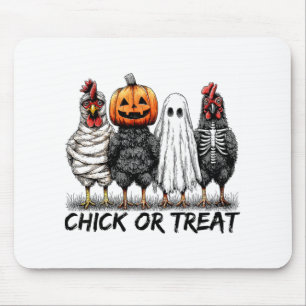 Chick Or Treat Halloween Pumpkin Ghost Spooky Funn Mouse Mat