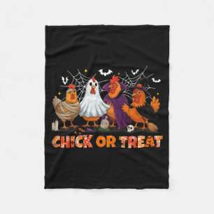 Chick Or Treat Halloween Witch Boo Spooky Chicken Fleece Blanket