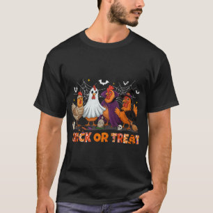 Chick Or Treat Halloween Witch Boo Spooky Chicken  T-Shirt