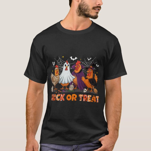 Chick Or Treat Halloween Witch Boo Spooky Chicken  T-Shirt (Front)