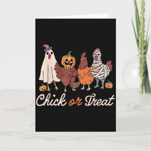 Chick Or Treat Halloween Witch Soky Chicken  Card