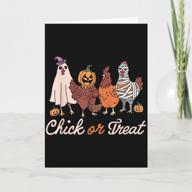 Chick Or Treat Halloween Witch Soky Chicken  Card (Front)