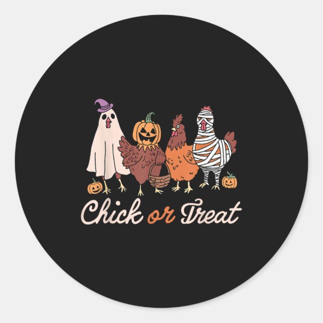 Chick Or Treat Halloween Witch Soky Chicken  Classic Round Sticker (Front)