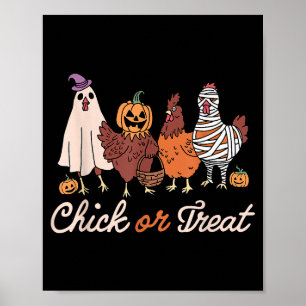 Chick Or Treat Halloween Witch Soky Chicken  Poster