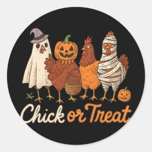 Chick Or Treat Halloween Witch Spooky Chicken _1 Classic Round Sticker