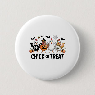 Chick Or Treat Halloween Witch Spooky Chicken 6 Cm Round Badge