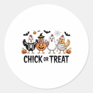 Chick Or Treat Halloween Witch Spooky Chicken Classic Round Sticker