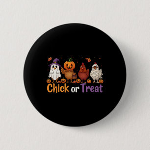 Chick Or Treat Halloween Witch Spooky Chicken Farm 6 Cm Round Badge