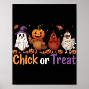 Chick Or Treat Halloween Witch Spooky Chicken Farm Poster