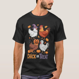 Chick Or Treat Halloween Witch Spooky Chicken Farm T-Shirt