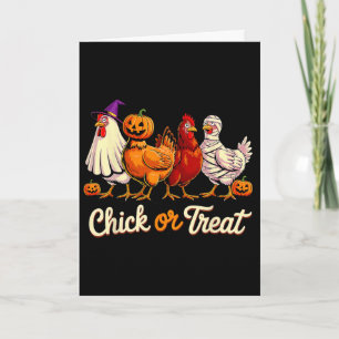 Chick Or Treat Halloween Witch Spooky Chicken Funn Card