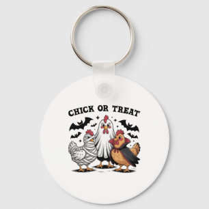 Chick Or Treat Halloween Witch Spooky Season Chick Key Ring